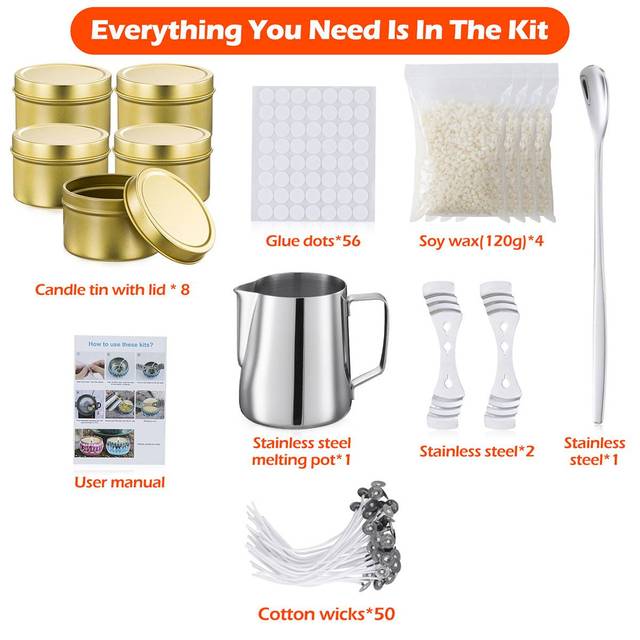 122PCS/Set Candle Making Kit DIY Candles Craft Tool Set Pouring Pot Wicks Wax Kit Gift Making Pre-waxed Wicks For Party Supplie