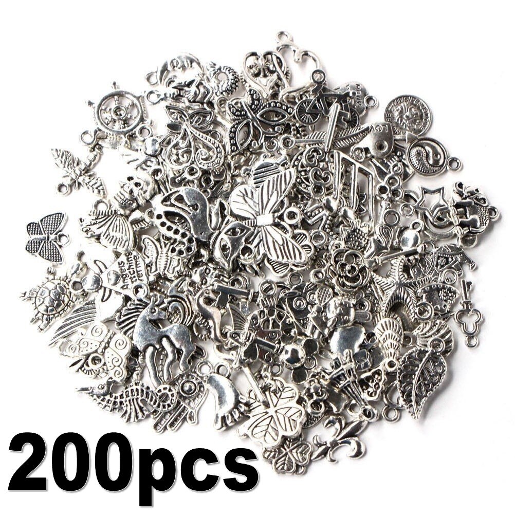 200pcs Tibetan Silver Mixed Pendant Beads Jewelry Bracelets Earrings Necklace Making DIY Craft Art Charms Discount Price