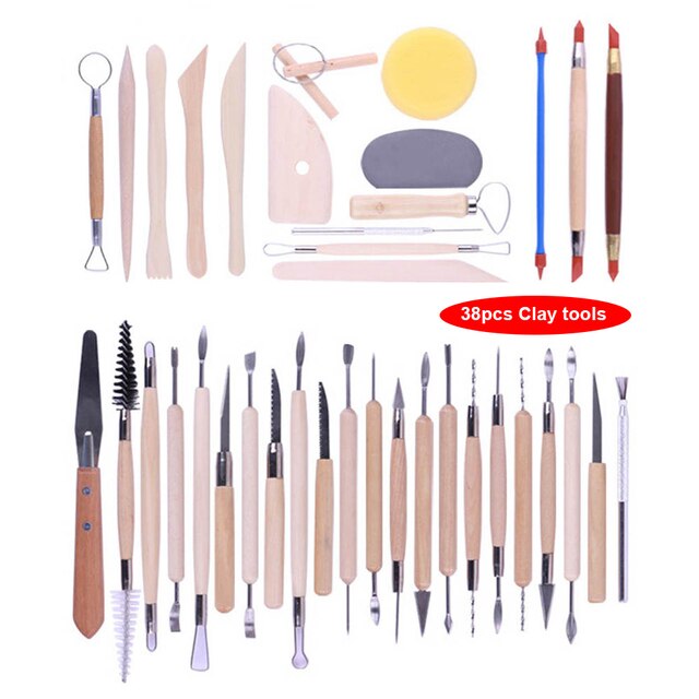 Arts Crafts Clay Sculpting Tools Pottery Carving Tool kit Pottery & Ceramics Ceramics Wooden Handle Modeling Clay Tools