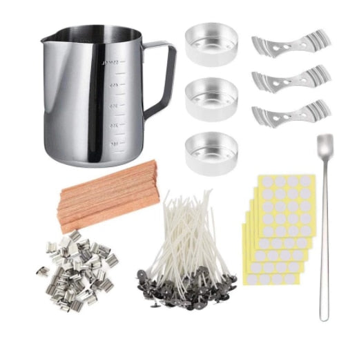 Candle Making Kit Stainless Steel Pouring Pot No Burn Handle Arts and Craft Supplies for Adults Large Melting Cup Cotton Wicks