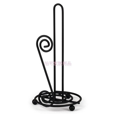 Fancy Paper Towel Holder Stand | Black Stylish Wrought Iron | Classic Decorative Countertop Holder | Handmade Crafted