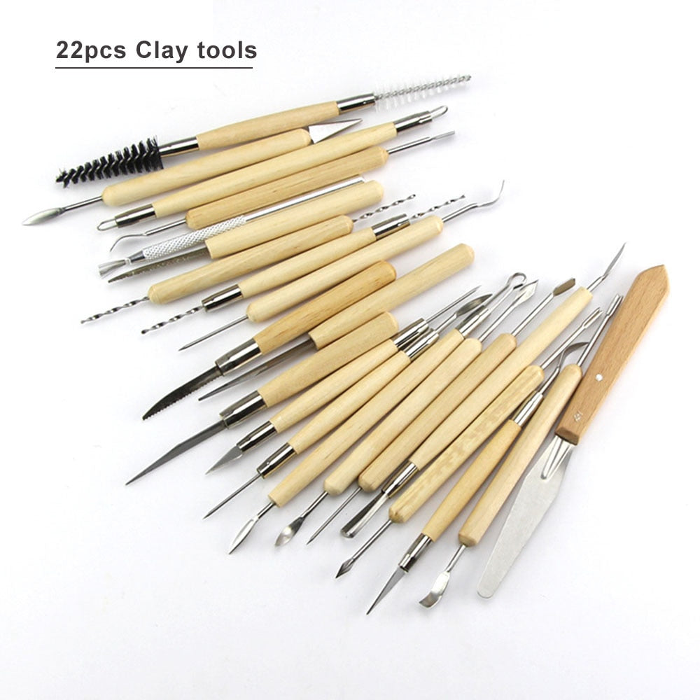 Arts Crafts Clay Sculpting Tools Pottery Carving Tool kit Pottery & Ceramics Ceramics Wooden Handle Modeling Clay Tools