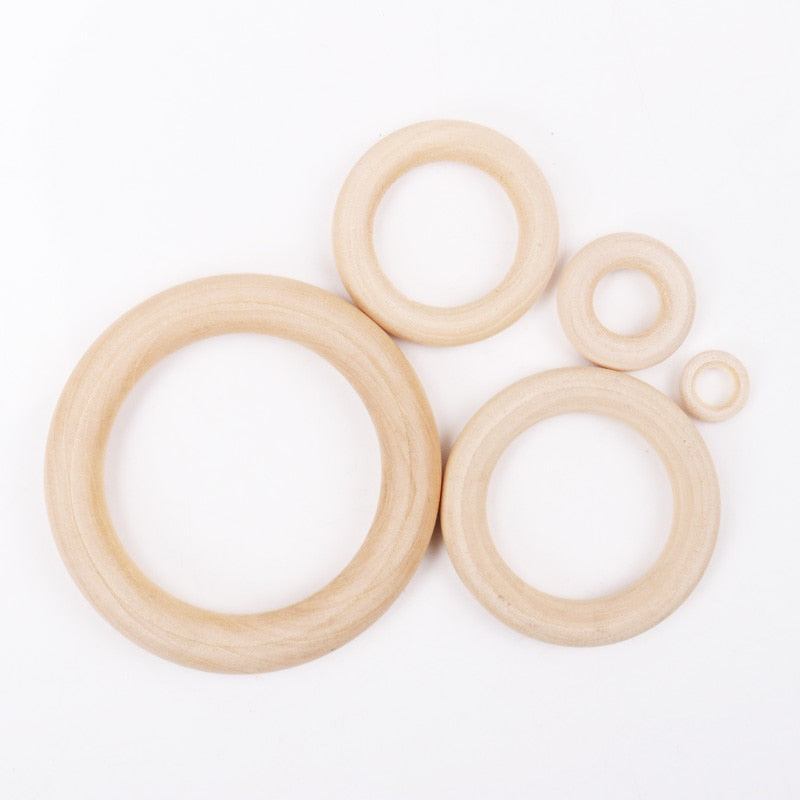 13 size Fine quality Natural Wood teething beads Wooden Ring Children Kids DIY wooden Crafts Jewelry Making