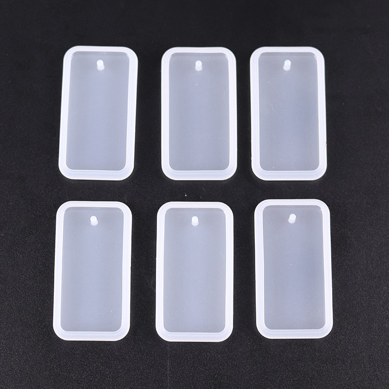 1/6/10pcs DIY Keychain Pendant Silicone Mold Set Crystal Epoxy Resin Mold Round Rectangle Pendants Jewelry Making Casting Mould