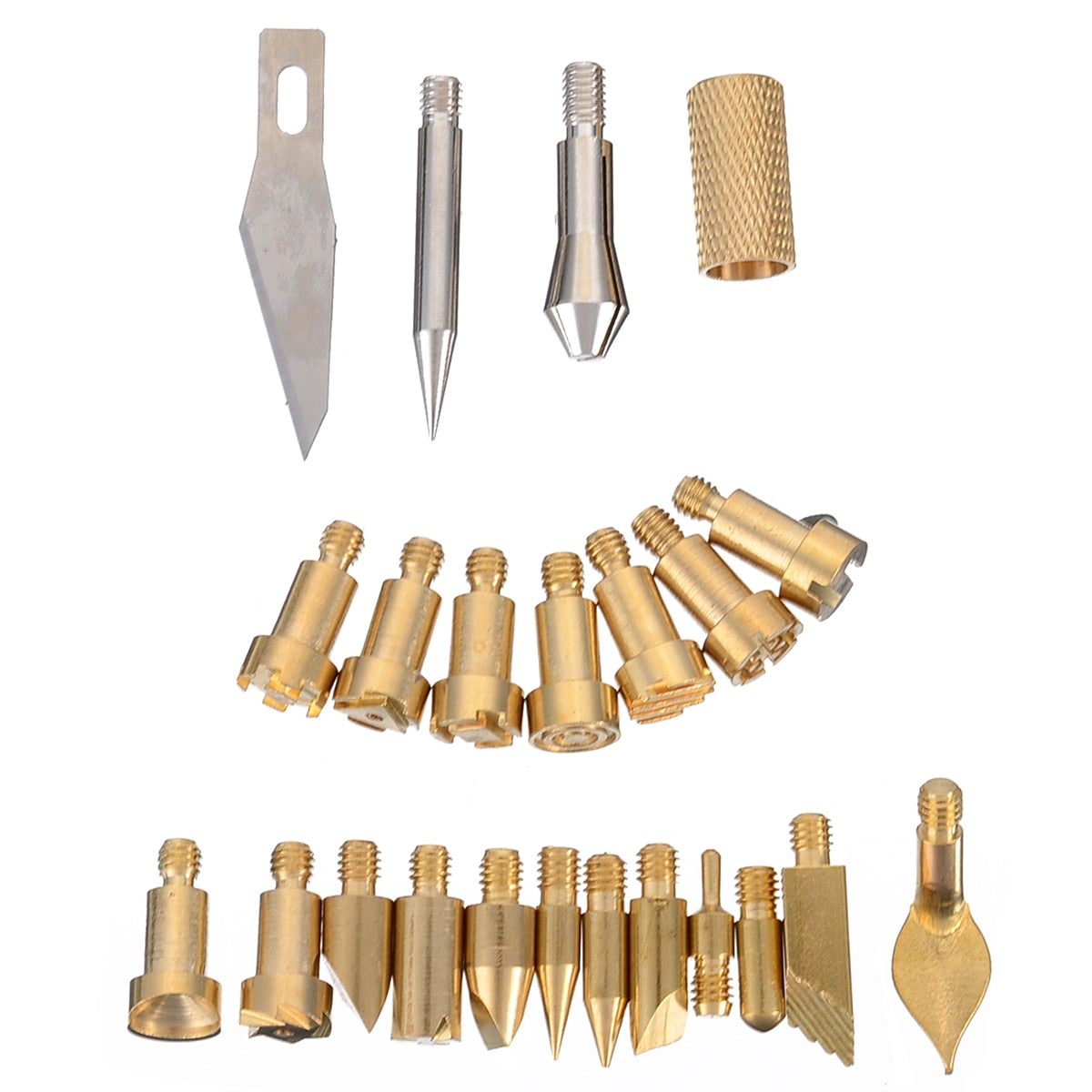 22Pcs/lot Copper Iron Electric Carving Tool Tips Wood Leather Engraving Burning Pen Soldering Iron Tips For DIY Art Embossing