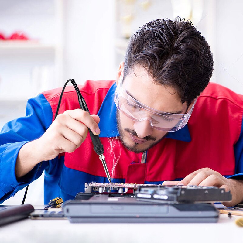 QHTITEC LCD Soldering Iron for Plastic Shell Rapid Heating Adjustable Temperature Lead-free Wood Burn Embossing Solder Pen Set