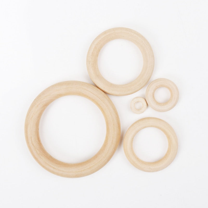 13 size Fine quality Natural Wood teething beads Wooden Ring Children Kids DIY wooden Crafts Jewelry Making