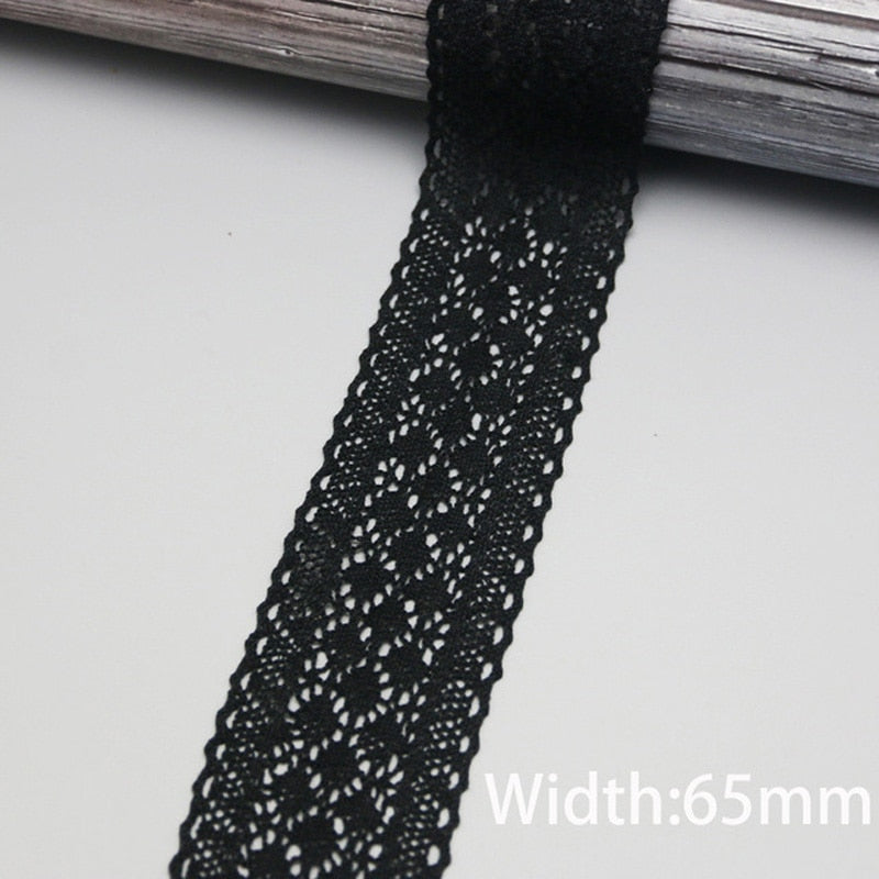 (5 meters/roll) black Lace Fabric Cotton Embroidered Trim DIY Sewing Handmade Craft Ribbon Materials