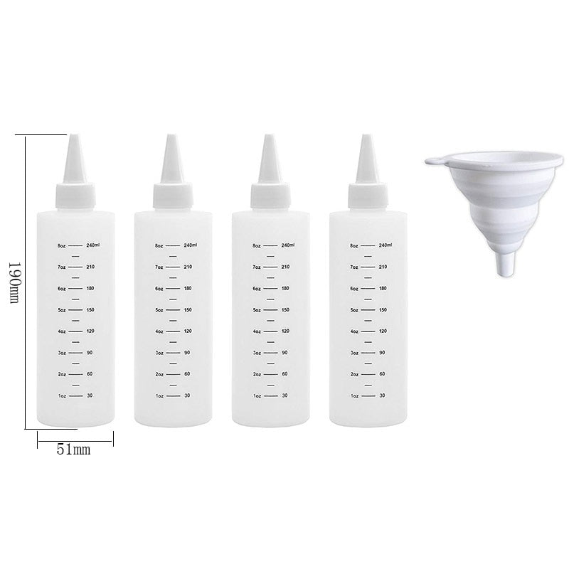 8oz 16oz plastic Squeeze Squirt Bottles with Leak-Proof White Cap Ideal for Oil,Condiments, Dressing, Paint, Crafts With Funnel