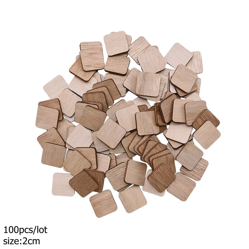 1-14cm Blank Square Wooden Craft Unfinished Wood Pieces DIY Handmade Scrapbooking Material Building Model Home Party Decoration