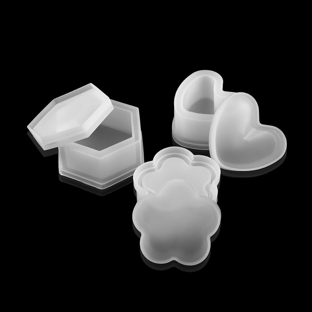 1Pcs Storage Box Silicone Molds Crystal Gift Box Epoxy Resin Mold Heart Flower Box Mould For DIY Craft Jewelry Making Supplies