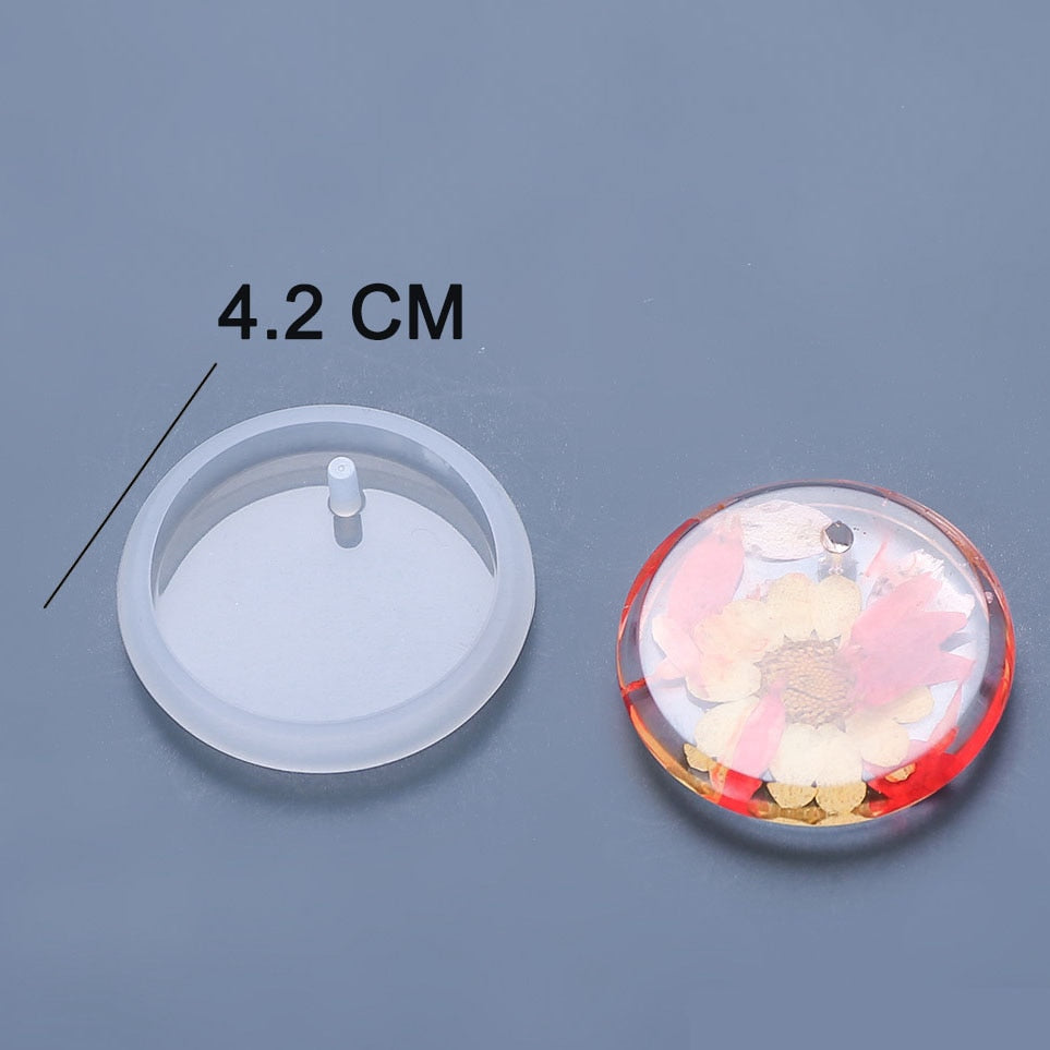 1/6/10pcs DIY Keychain Pendant Silicone Mold Set Crystal Epoxy Resin Mold Round Rectangle Pendants Jewelry Making Casting Mould