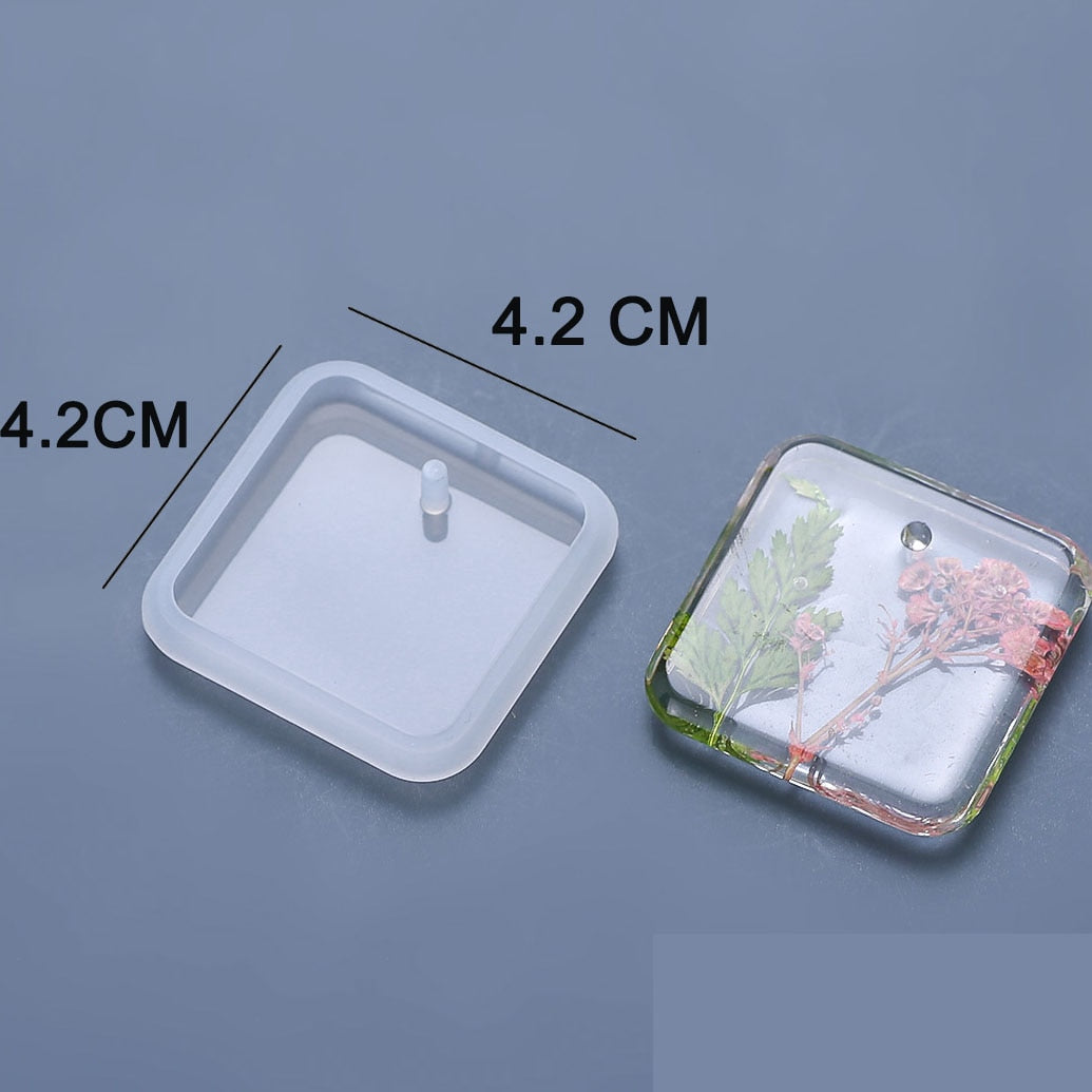 1/6/10pcs DIY Keychain Pendant Silicone Mold Set Crystal Epoxy Resin Mold Round Rectangle Pendants Jewelry Making Casting Mould