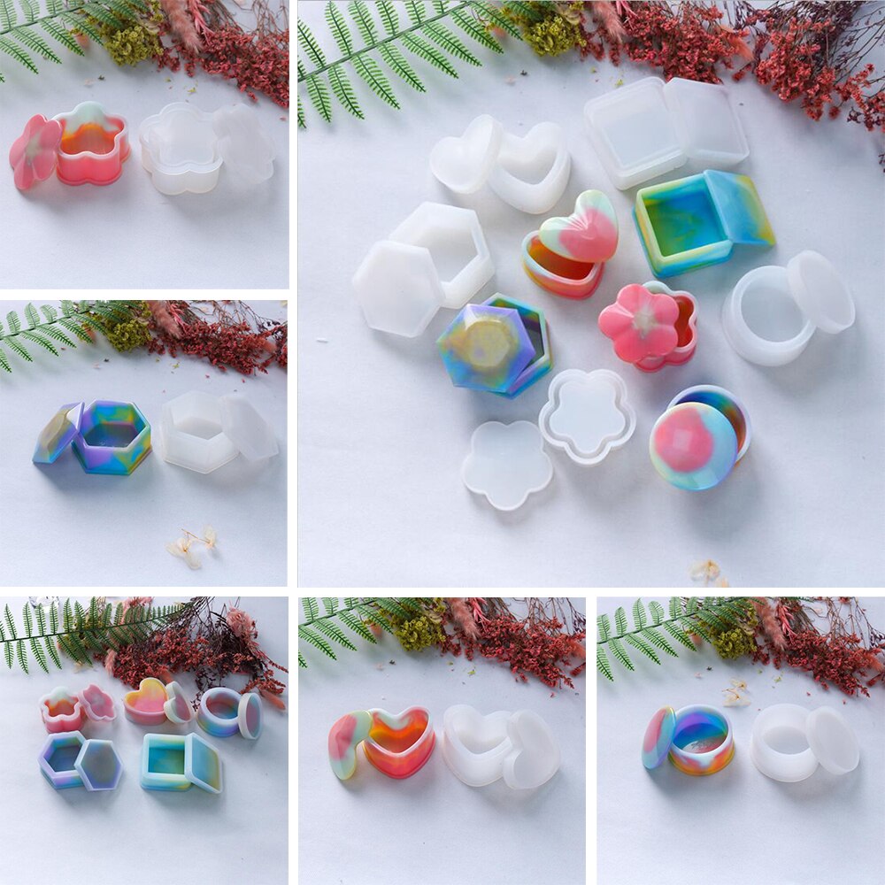 1Pcs Storage Box Silicone Molds Crystal Gift Box Epoxy Resin Mold Heart Flower Box Mould For DIY Craft Jewelry Making Supplies