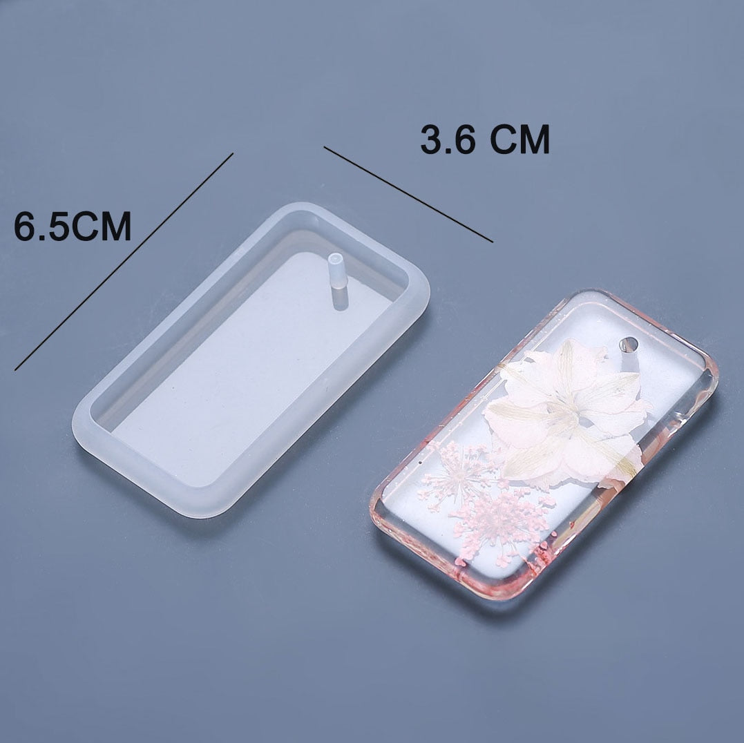 1/6/10pcs DIY Keychain Pendant Silicone Mold Set Crystal Epoxy Resin Mold Round Rectangle Pendants Jewelry Making Casting Mould