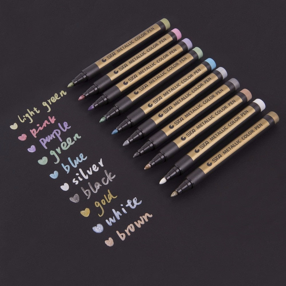 1pcs Metallic Permanent Paint Markers Birthday Gift Card Making Metallic Color Pen for DIY Photo Album Adult Kid School Supplies