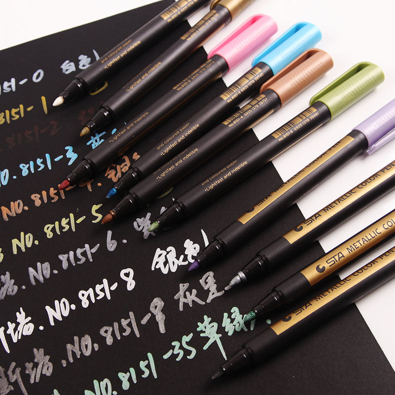 1pcs Metallic Permanent Paint Markers Birthday Gift Card Making Metallic Color Pen for DIY Photo Album Adult Kid School Supplies