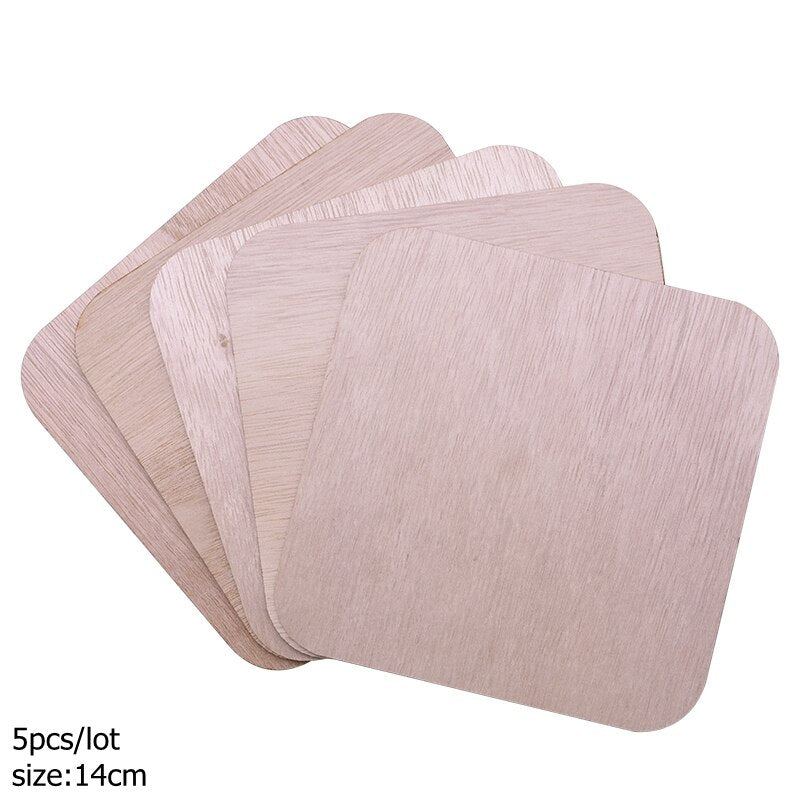 1-14cm Blank Square Wooden Craft Unfinished Wood Pieces DIY Handmade Scrapbooking Material Building Model Home Party Decoration