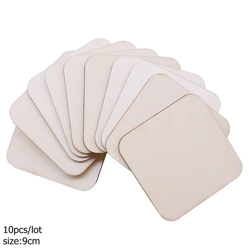 1-14cm Blank Square Wooden Craft Unfinished Wood Pieces DIY Handmade Scrapbooking Material Building Model Home Party Decoration