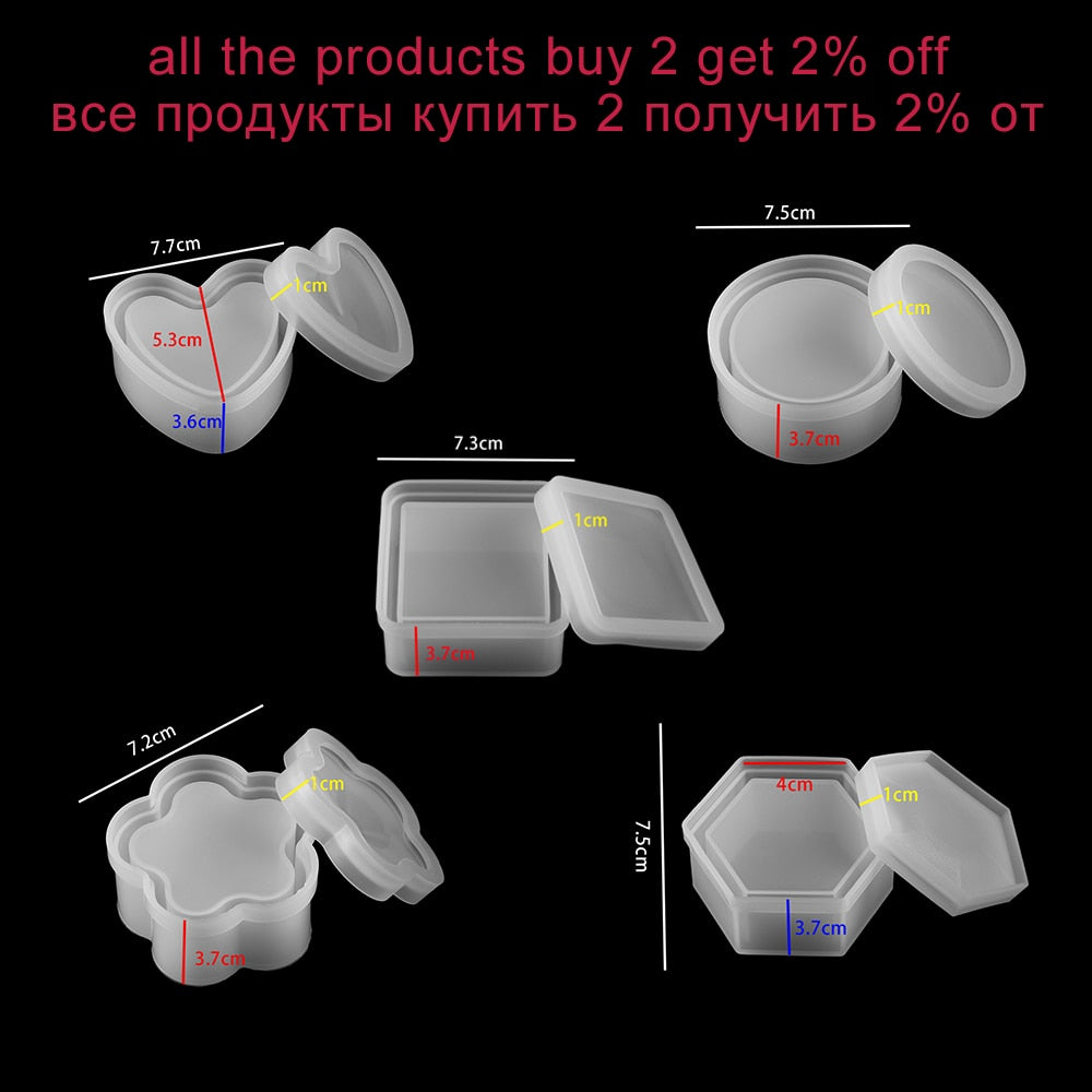 1Pcs Storage Box Silicone Molds Crystal Gift Box Epoxy Resin Mold Heart Flower Box Mould For DIY Craft Jewelry Making Supplies