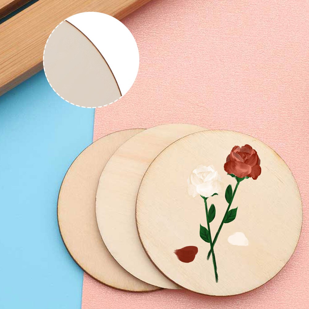 3/5/10pcs Round Unfinished Wood Pieces Wood Circles Blank Plaque for DIY Craft Pyrography Games Scrapbooking Building Model