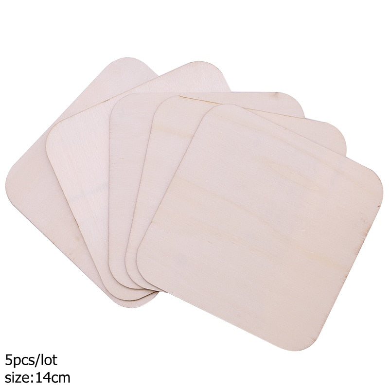 1-14cm Blank Square Wooden Craft Unfinished Wood Pieces DIY Handmade Scrapbooking Material Building Model Home Party Decoration