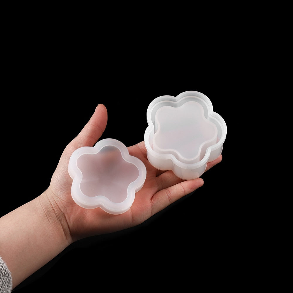 1Pcs Storage Box Silicone Molds Crystal Gift Box Epoxy Resin Mold Heart Flower Box Mould For DIY Craft Jewelry Making Supplies
