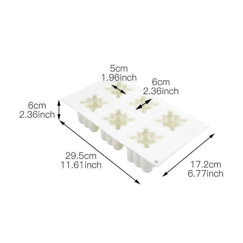 6Holes 3D Cake Silicone Mold Dessert Baking Mould Decorating Art Cakes Crafts DIY Candles Soy Wax Aromatherapy Plaster Soap Mold