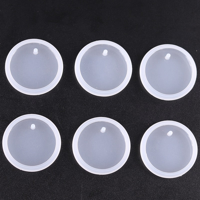 1/6/10pcs DIY Keychain Pendant Silicone Mold Set Crystal Epoxy Resin Mold Round Rectangle Pendants Jewelry Making Casting Mould
