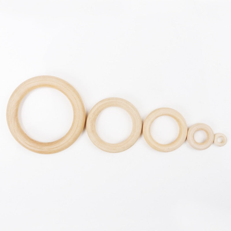 13 size Fine quality Natural Wood teething beads Wooden Ring Children Kids DIY wooden Crafts Jewelry Making