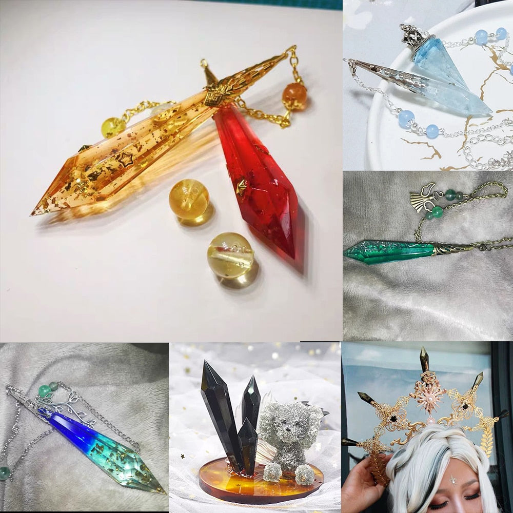 1pcs DIY Crystal Pendulum Epoxy Resin Molds Necklace Pendant UV Resin Transparent Silicone Mould For Jewelry Finding Making Tool