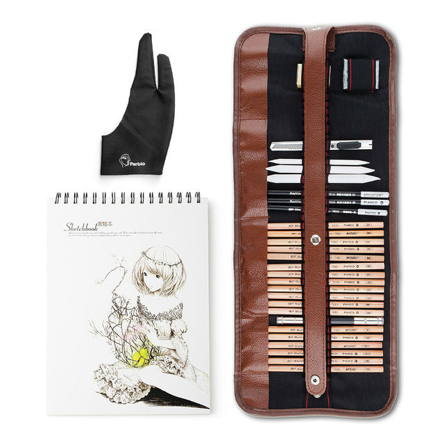 Marco 29 PCS Professional Sketch & Drawing Art Tool Kit With Graphite Pencils, Charcoal Pencils, Paper Erasable Pen, Craft Knife