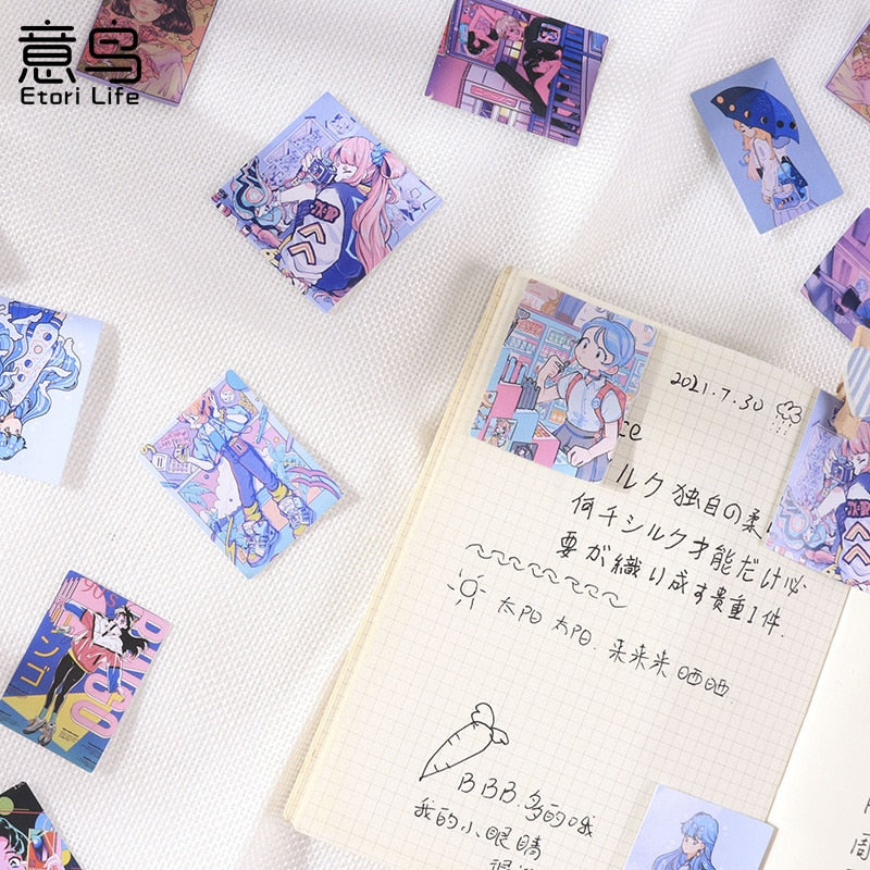 46 Pcs Kawaii Washi Scrapbooking Stickers Japanese Style Girl Sticker Decals For Journaling Scrapbook Kid Diy Arts Crafts Album