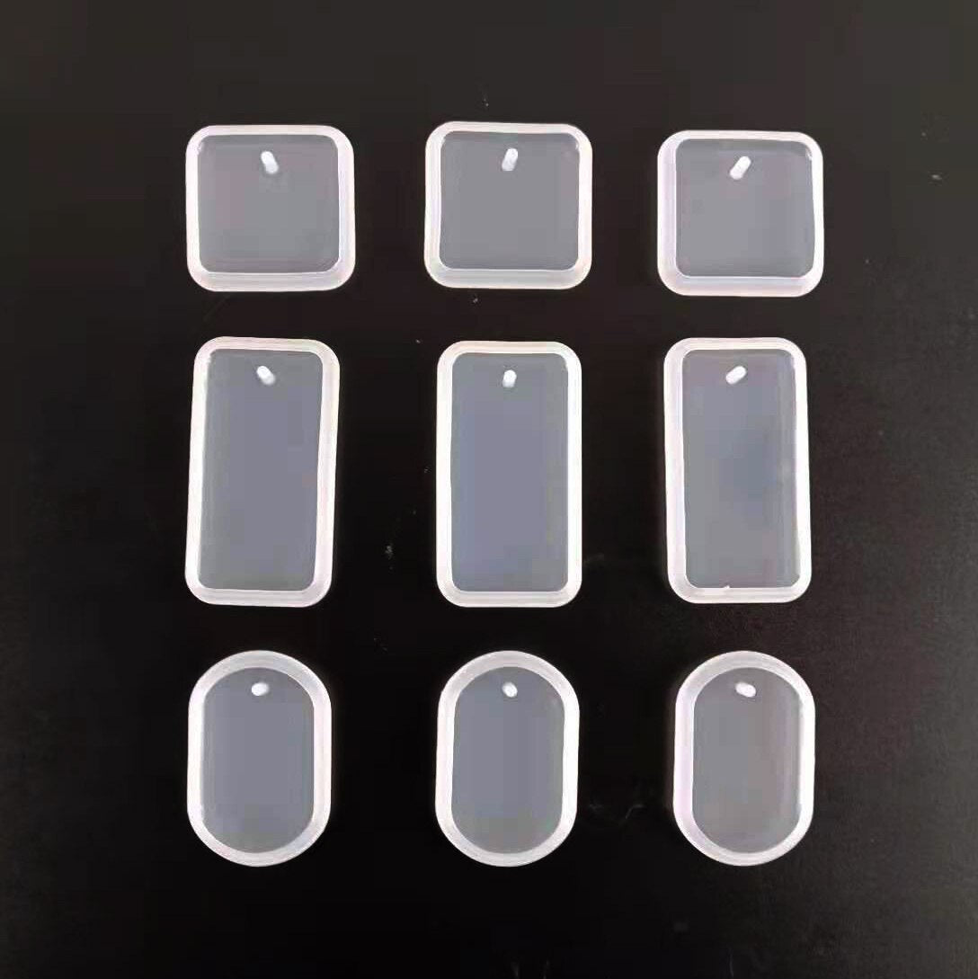 1/6/10pcs DIY Keychain Pendant Silicone Mold Set Crystal Epoxy Resin Mold Round Rectangle Pendants Jewelry Making Casting Mould