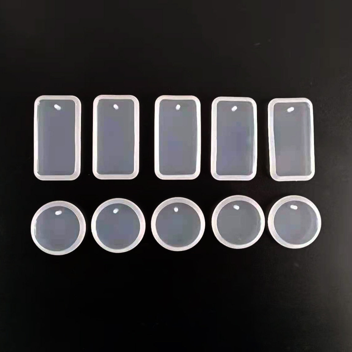 1/6/10pcs DIY Keychain Pendant Silicone Mold Set Crystal Epoxy Resin Mold Round Rectangle Pendants Jewelry Making Casting Mould