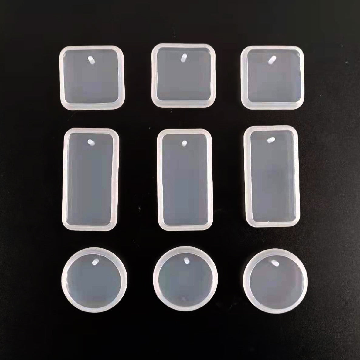 1/6/10pcs DIY Keychain Pendant Silicone Mold Set Crystal Epoxy Resin Mold Round Rectangle Pendants Jewelry Making Casting Mould