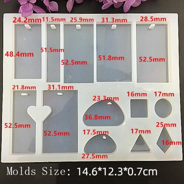 1/6/10pcs DIY Keychain Pendant Silicone Mold Set Crystal Epoxy Resin Mold Round Rectangle Pendants Jewelry Making Casting Mould