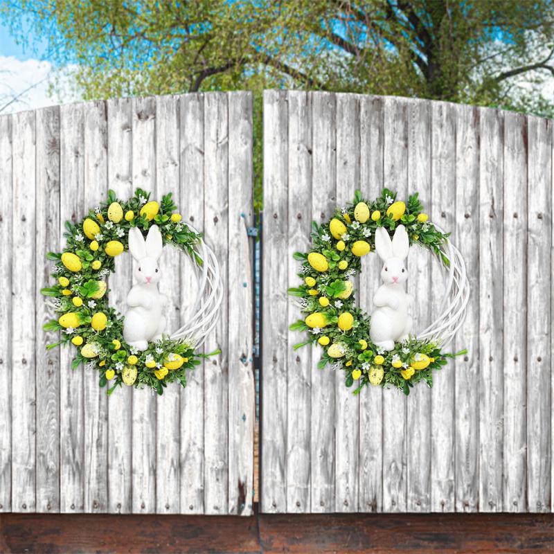 Easter Decoration 2023 For Home Easter Wreath For Front Door Bunny Garland Home Door Decor holiday Flowers Wreath 25cm