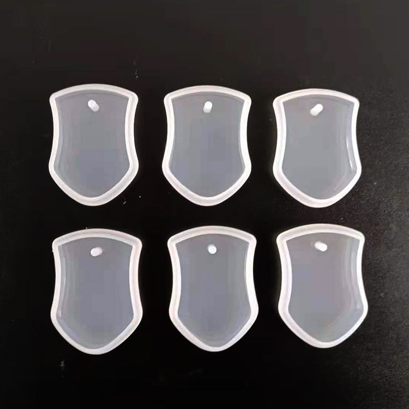 1/6/10pcs DIY Keychain Pendant Silicone Mold Set Crystal Epoxy Resin Mold Round Rectangle Pendants Jewelry Making Casting Mould
