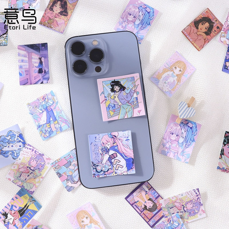 46 Pcs Kawaii Washi Scrapbooking Stickers Japanese Style Girl Sticker Decals For Journaling Scrapbook Kid Diy Arts Crafts Album