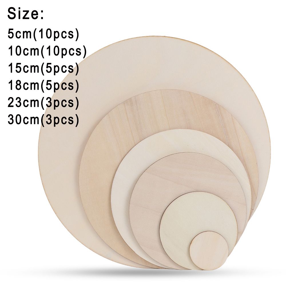 3/5/10pcs Round Unfinished Wood Pieces Wood Circles Blank Plaque for DIY Craft Pyrography Games Scrapbooking Building Model