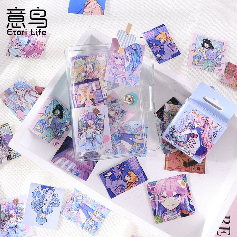 46 Pcs Kawaii Washi Scrapbooking Stickers Japanese Style Girl Sticker Decals For Journaling Scrapbook Kid Diy Arts Crafts Album
