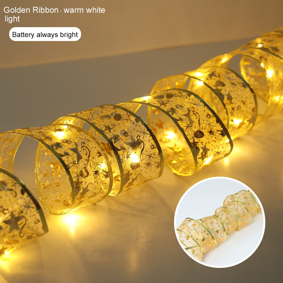 Ribbon Fairy Light Christmas Decoration Christmas Tree Ornaments  For Home 2023 Bows String Lights Navidad Natal New Year 2024