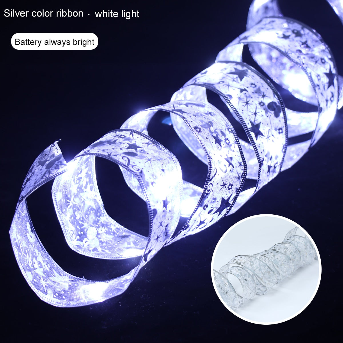 Ribbon Fairy Light Christmas Decoration Christmas Tree Ornaments  For Home 2023 Bows String Lights Navidad Natal New Year 2024