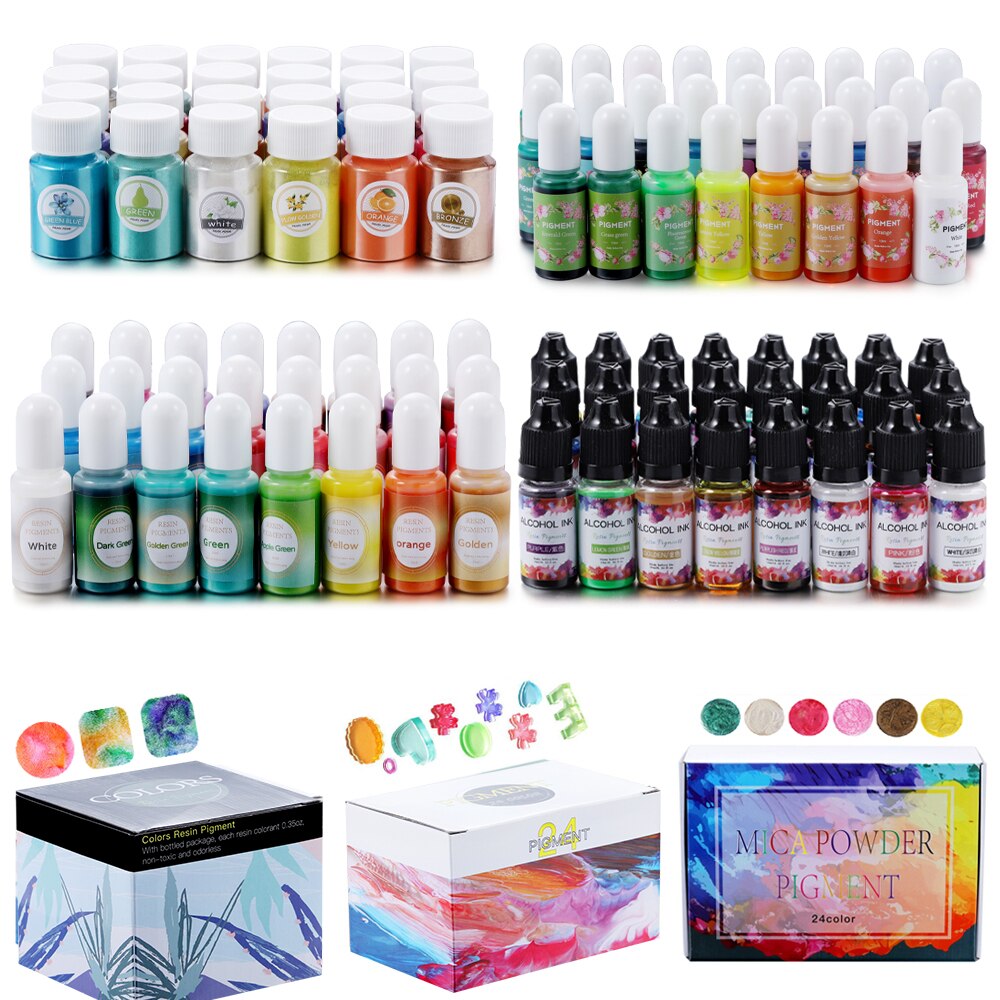 19 Set Epoxy Resin Dye Pigment Kit Pearlescent Mica Powder Liquid Colorant For DIY Crafts Silicone Mold Material Art Making Set