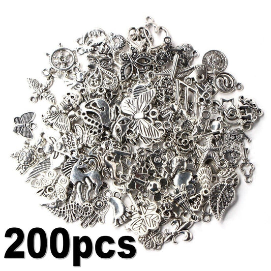 200pcs Tibetan Silver Mixed Pendant Beads Jewelry Bracelets Earrings Necklace Making DIY Craft Art Charms Discount Price