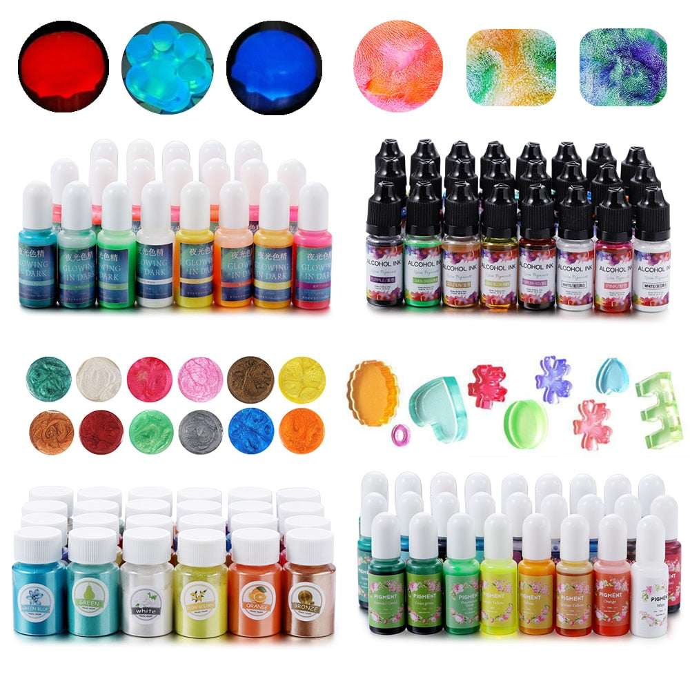 6-26 Colors Epoxy Resin Pigment Kit Mica Powder Epoxy Resin Mold Liquid Colorant Dye Resin Jewelry DIY Crafts Art Making Tools