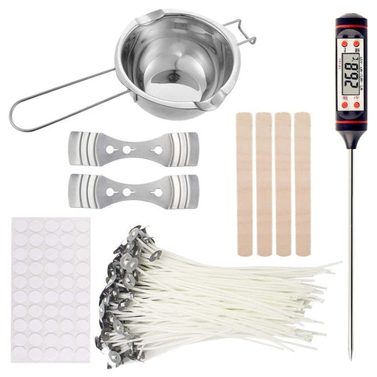 Candle Making Kit DIY Candle Craft Tools with Melting Pot 50pcs Candle Wick and Thermometer for Home Aroma Candle Making Tools