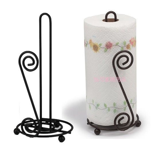 Fancy Paper Towel Holder Stand | Black Stylish Wrought Iron | Classic Decorative Countertop Holder | Handmade Crafted