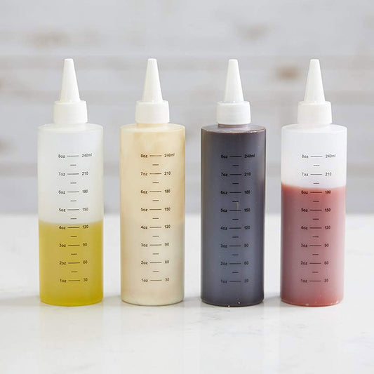 8oz 16oz plastic Squeeze Squirt Bottles with Leak-Proof White Cap Ideal for Oil,Condiments, Dressing, Paint, Crafts With Funnel